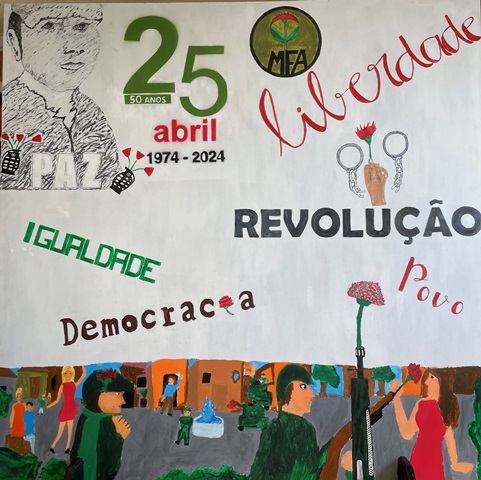 Mural sobre o 25 de abril – alunos do 6º ano