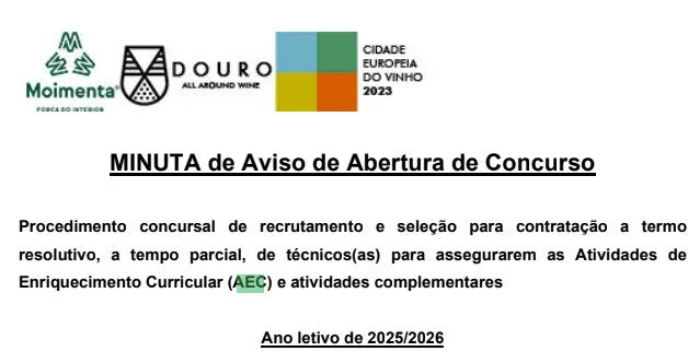 Aviso de Abertura – para contratação dos Técnicos-AEC