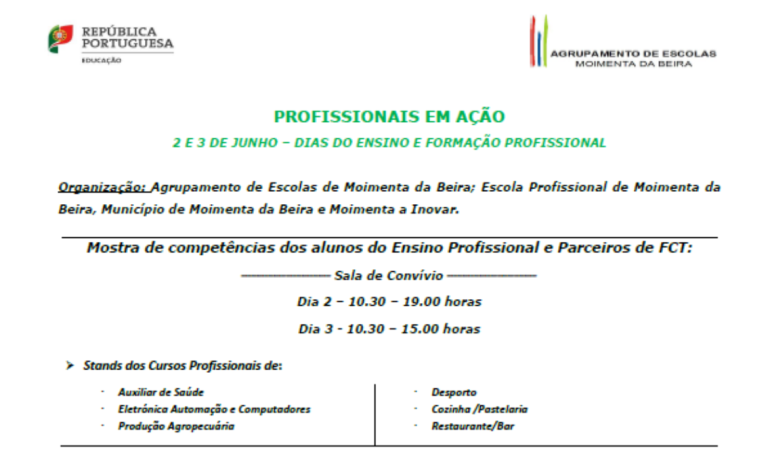 Profissionais em Ação – 2 e 3 de junho