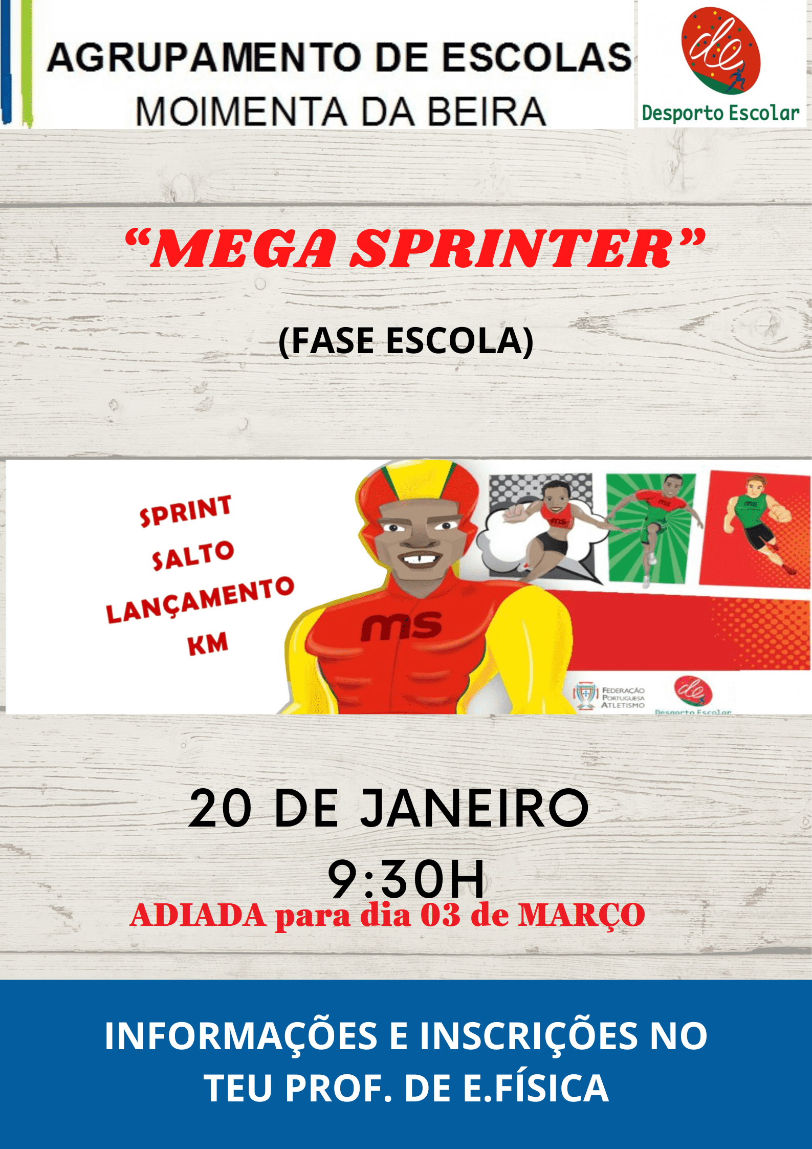 Cartaz Mega Sprinter adiada