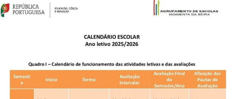 Calendário Escolar 2025/2026